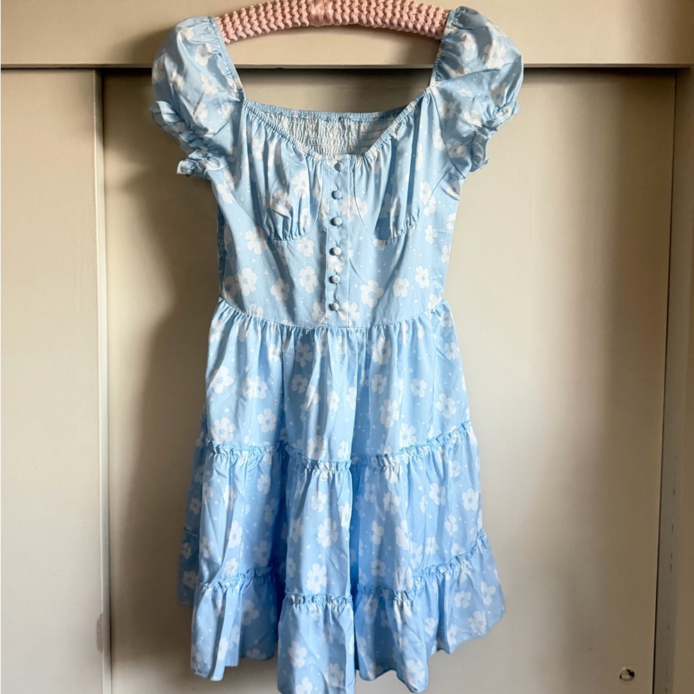 Floral puff sleeve summer dress